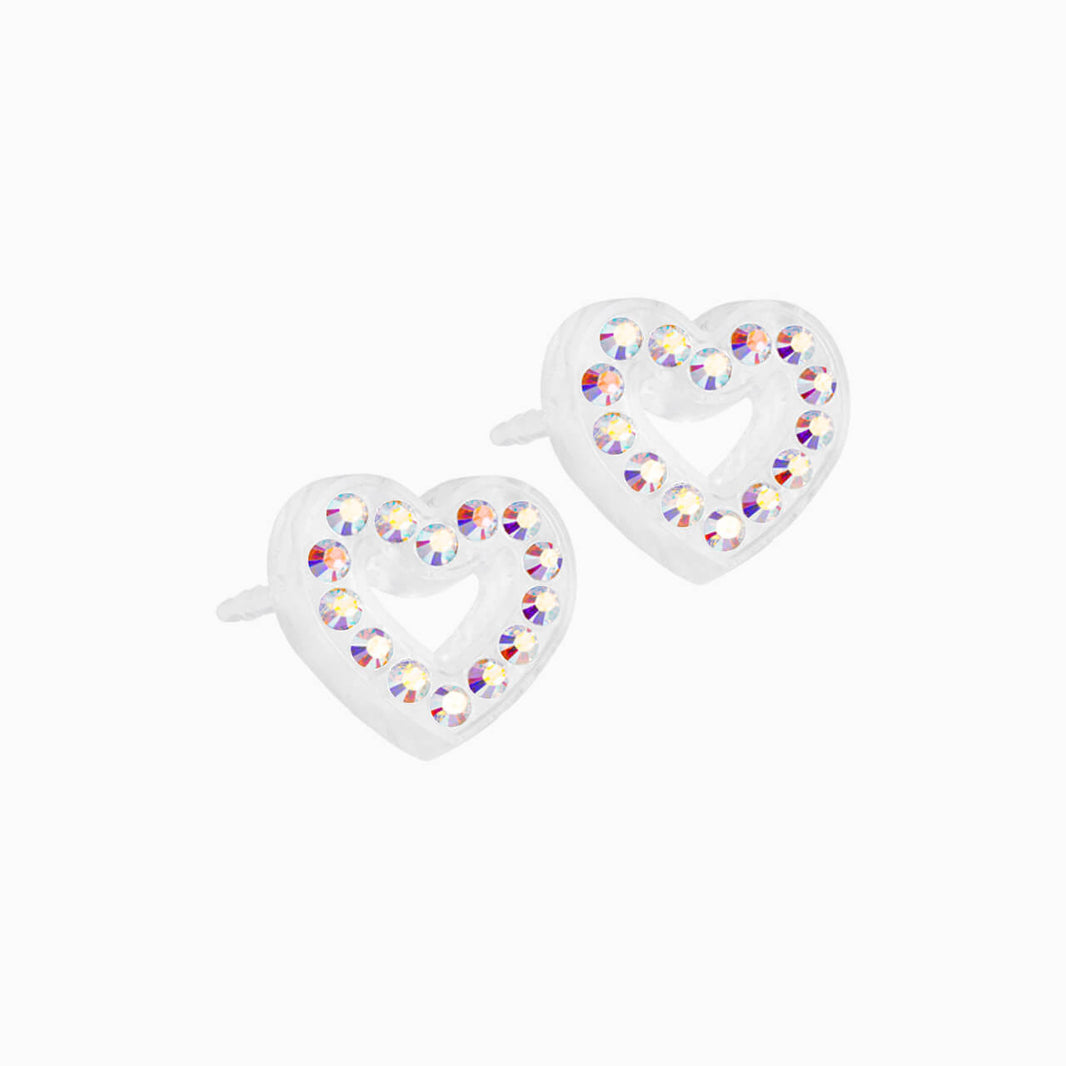 Medical Plastic 10mm Brilliance Heart Earrings