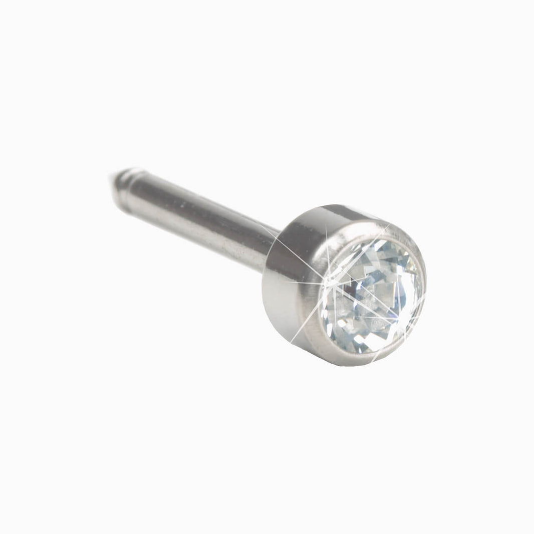 1 pair of Long Post Silver Titanium 4mm Bezel Crystal Cassettes