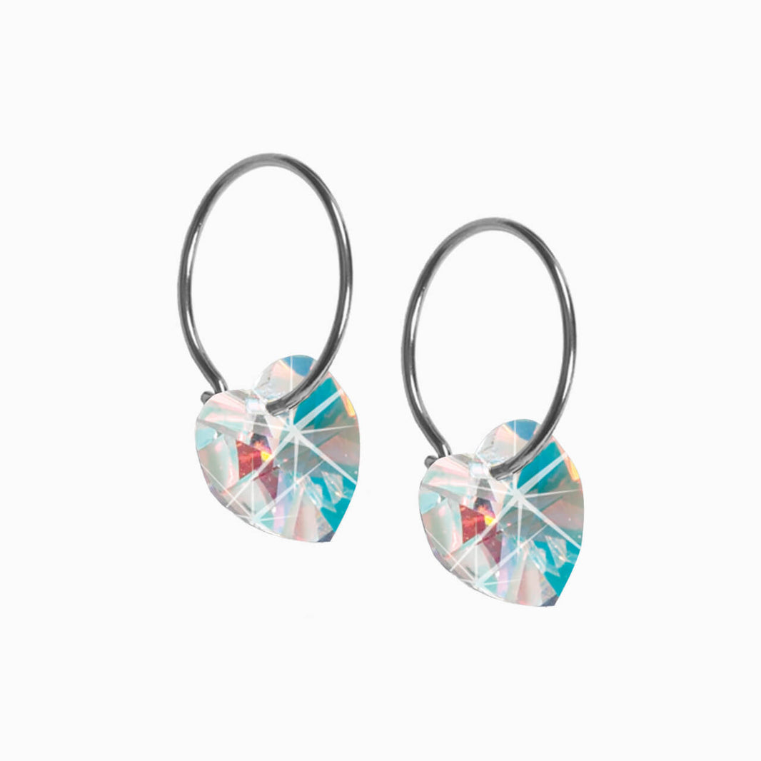 Heart Pendant Earring in Rainbow