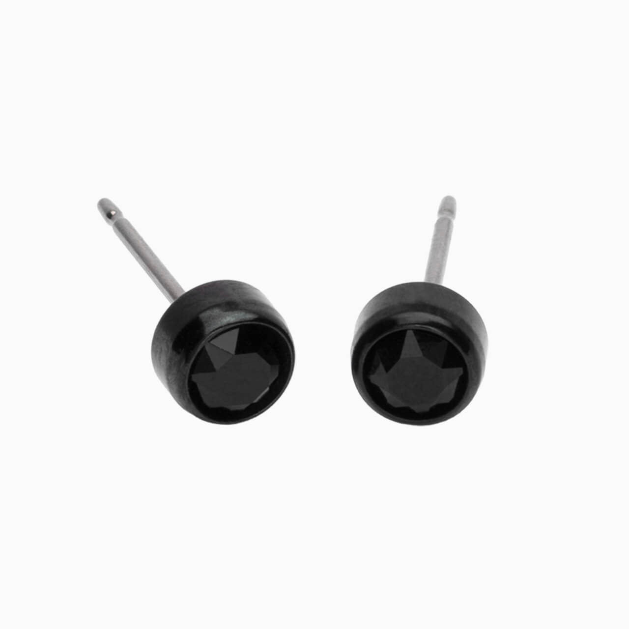 Black Titanium Black Crystal Bezel Earrings
