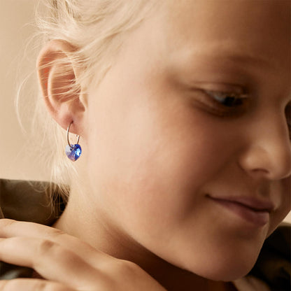 Heart Pendant Earring in Sapphire on model