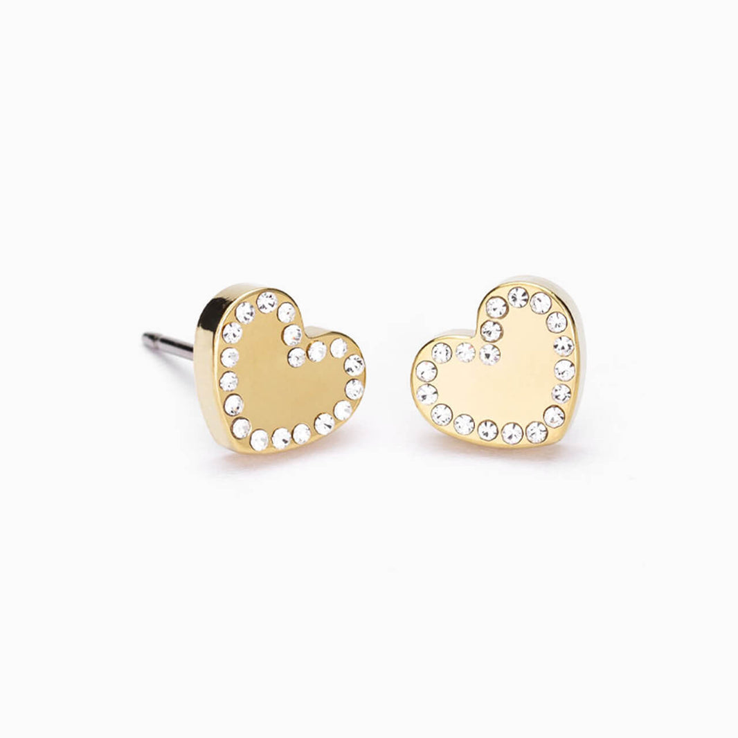 Golden Titanium  8mm Brilliance Sweetheart Crystal Earrings