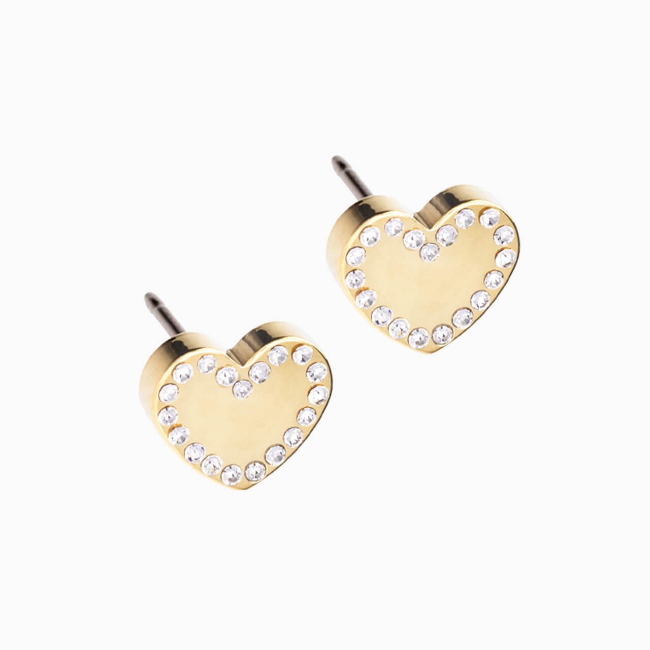 Golden Titanium  8mm Brilliance Sweetheart Crystal Earrings