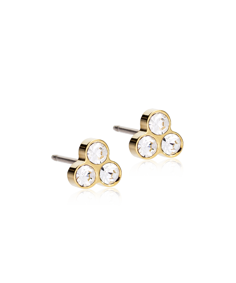 Golden Titanium Clover Crystal Earrings