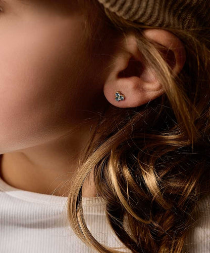 Golden Titanium Clover Crystal Earrings