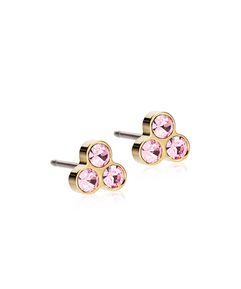 Golden Titanium Clover Crystal Earrings