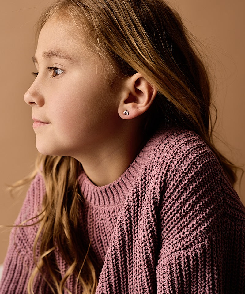 Golden Titanium Clover Crystal Earrings