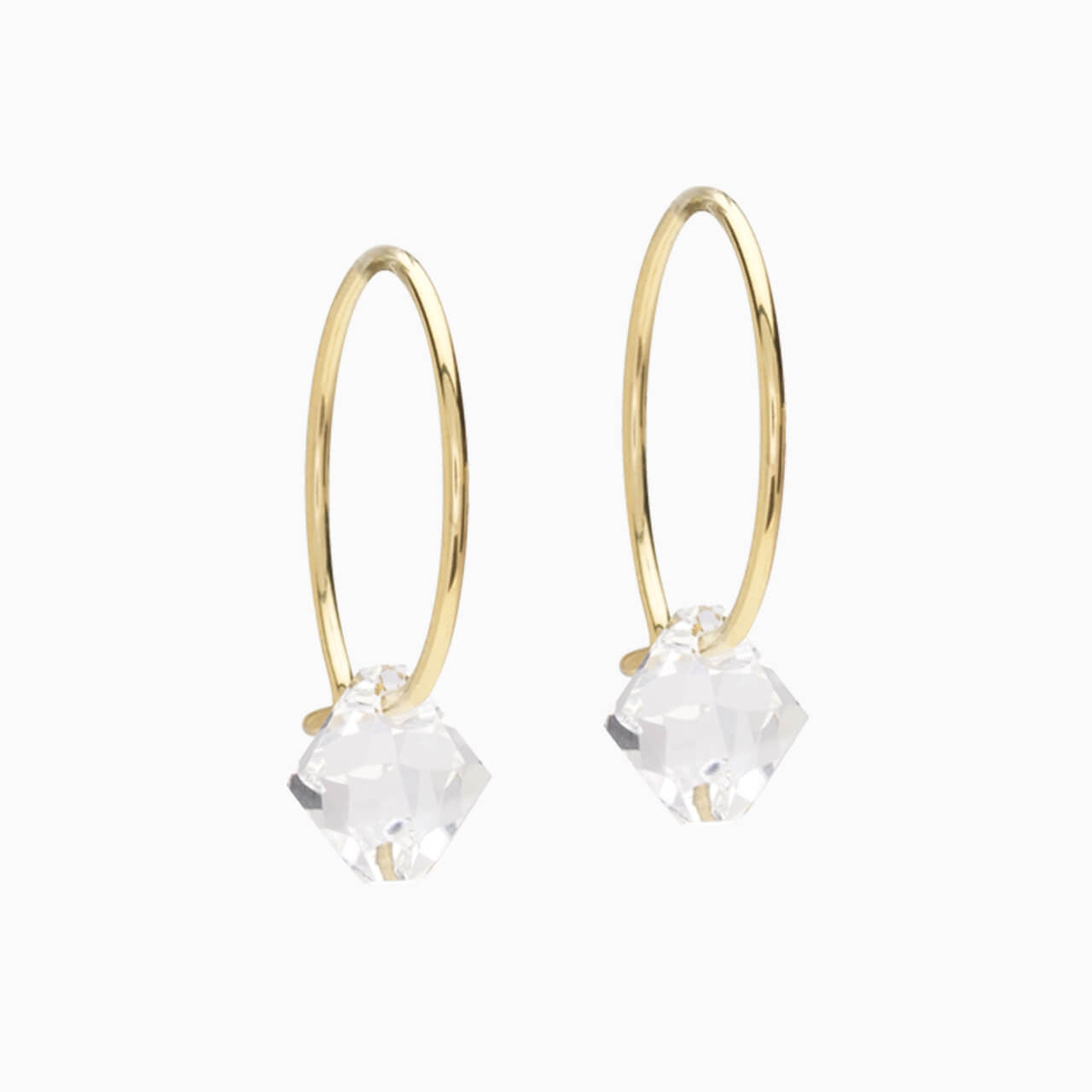 Golden Titanium Bicone Pendant 14mm Ear Rings