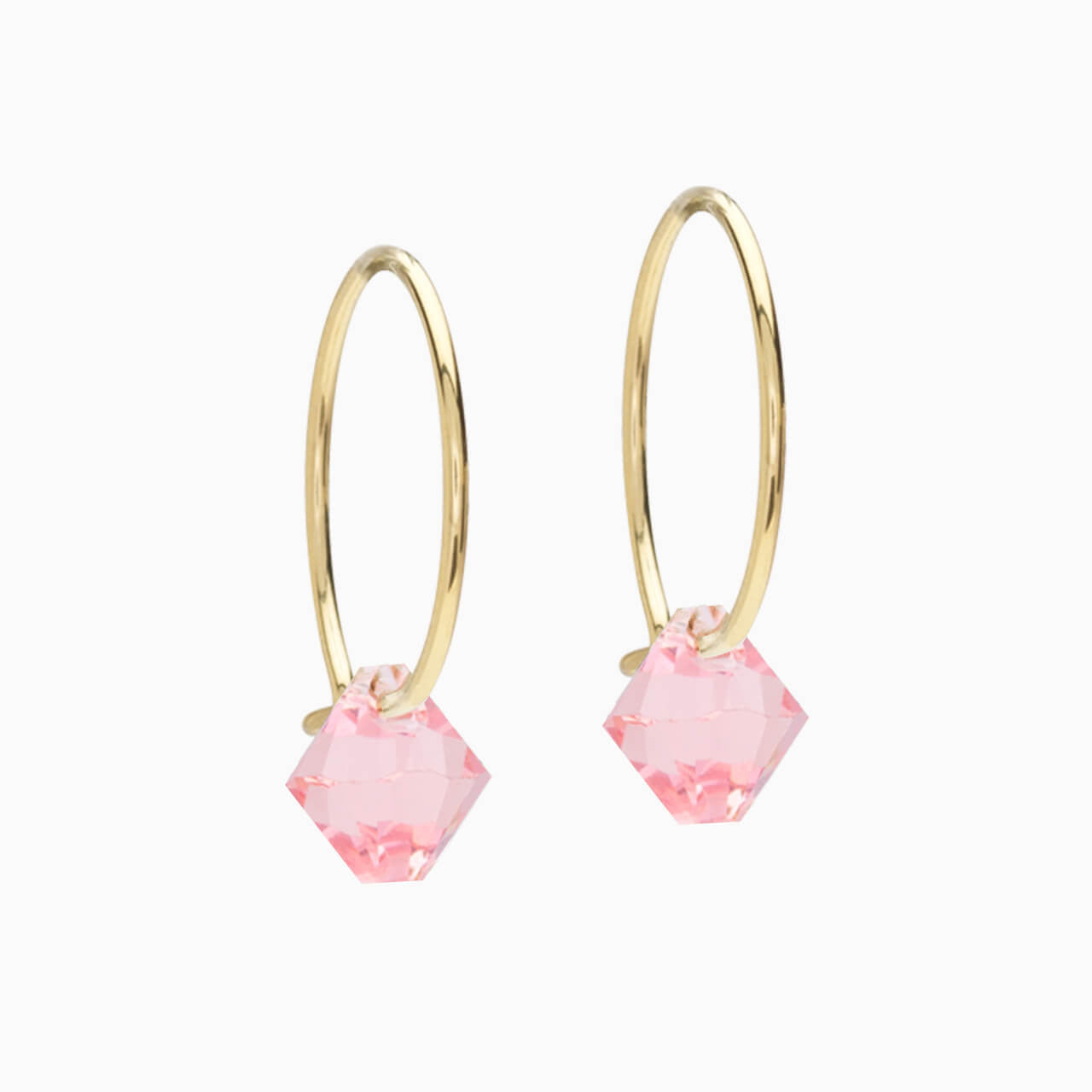 Golden Titanium Bicone Pendant 14mm Ear Rings in Light Rose