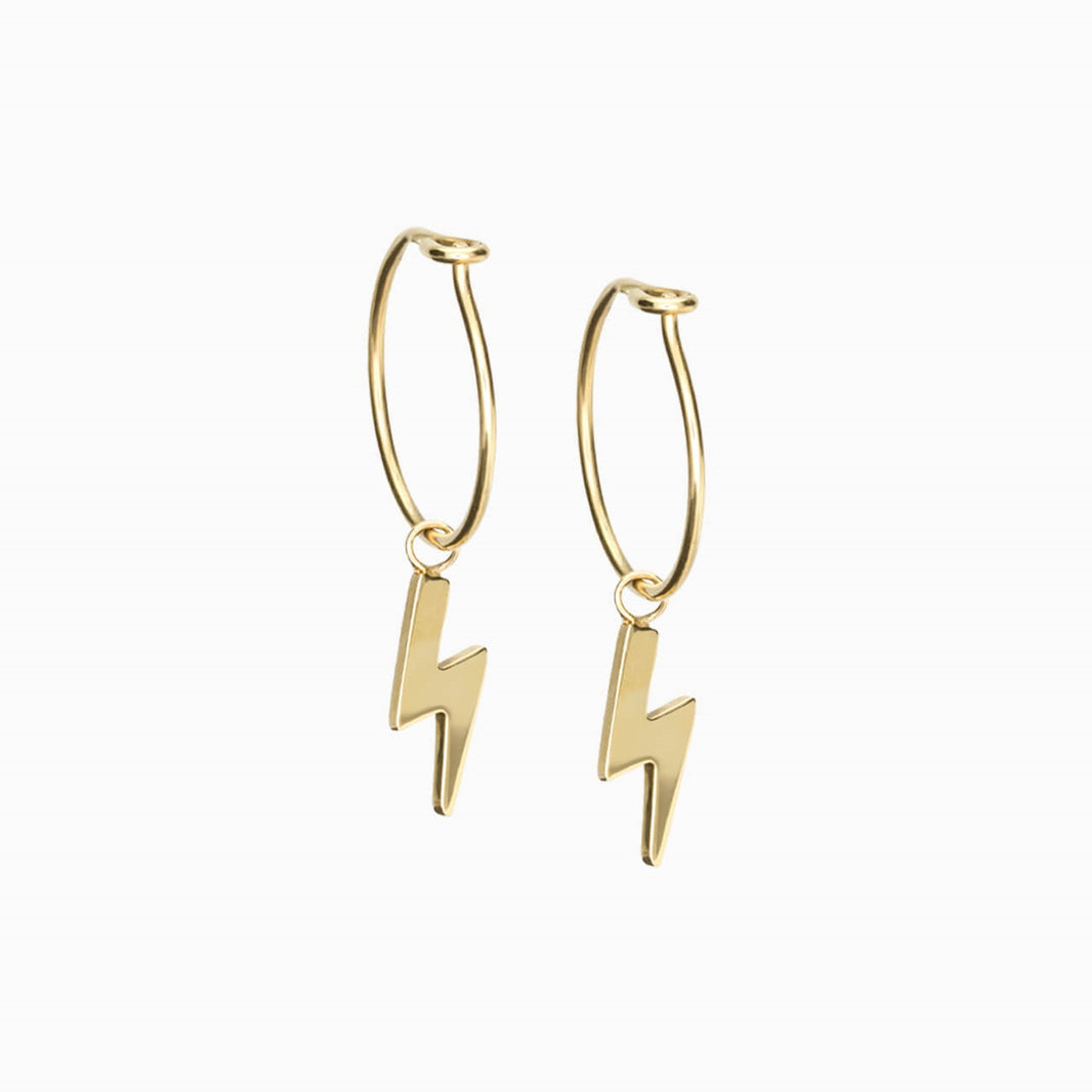 Golden Titanium 11mm Pendant Flash Ear Ring