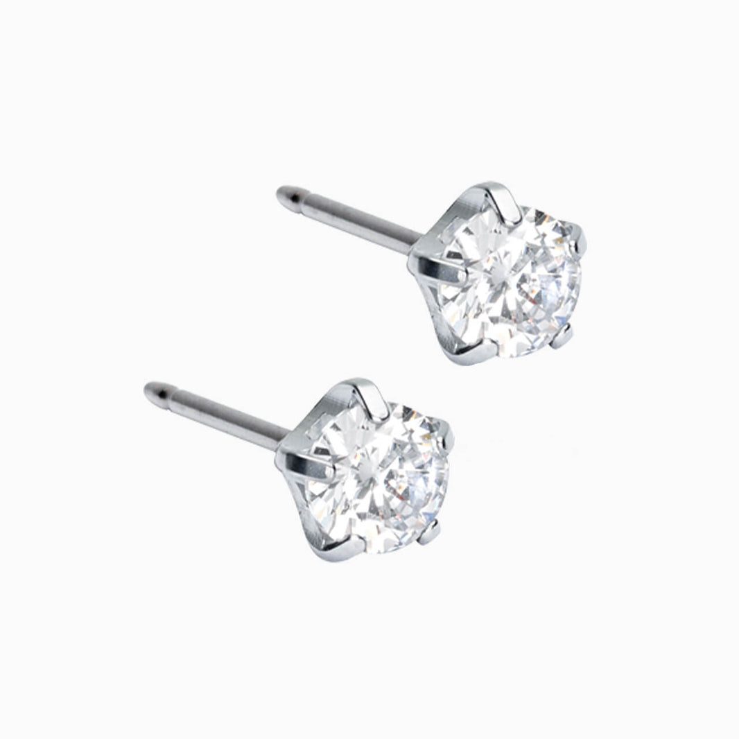Silver Titanium Prong Set Precious 5mm earrings