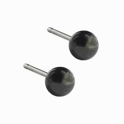 Black Titanium Ball Earrings