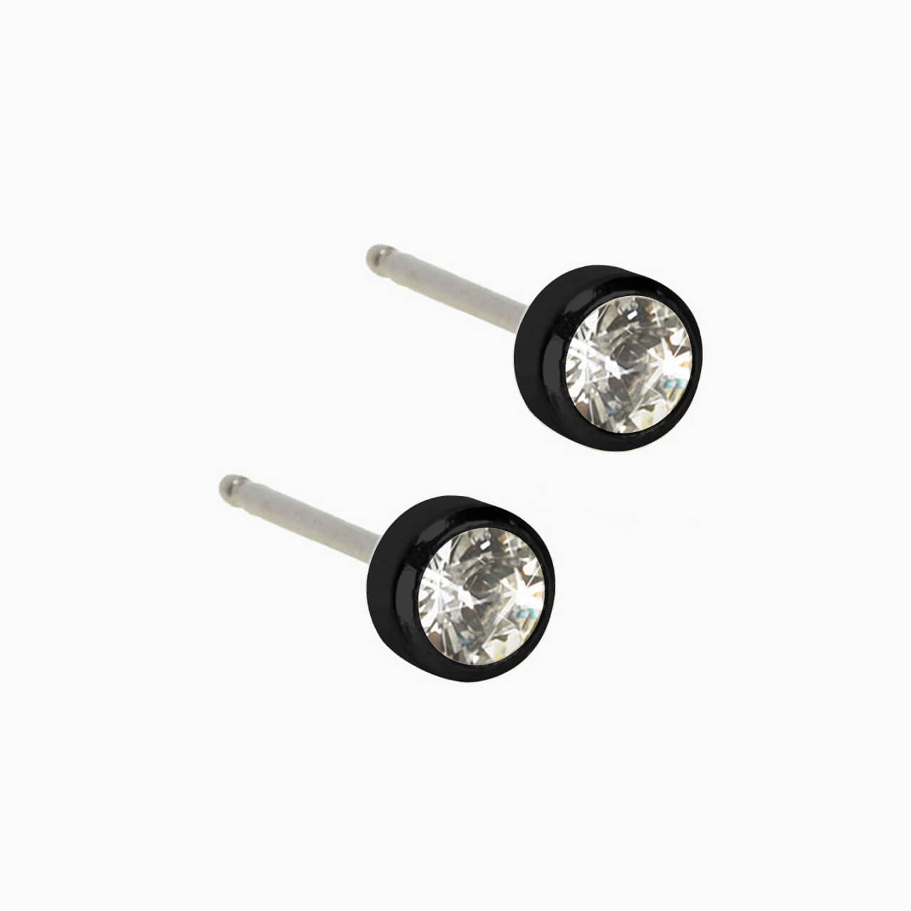 Black Titanium Bezel Crystal Earrings