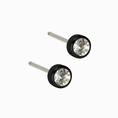 Black Titanium Bezel Crystal Earrings