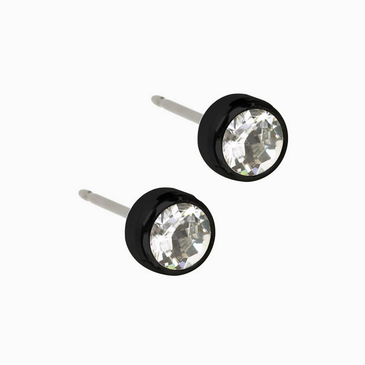 Black Titanium Bezel Crystal Earrings