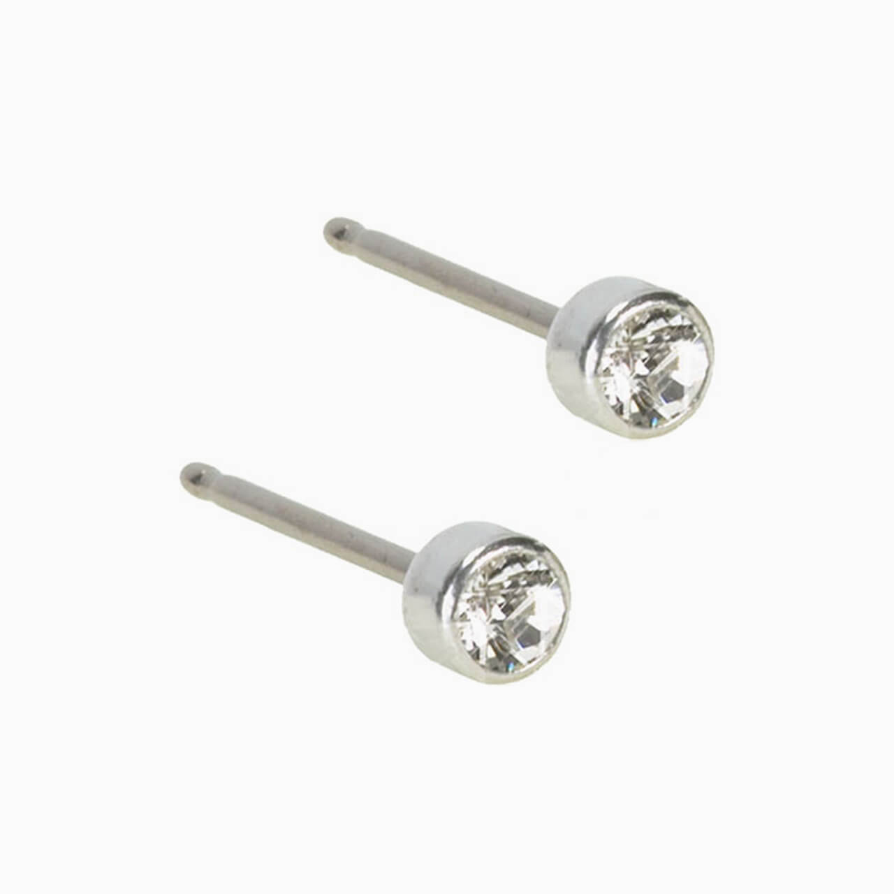 Silver Titanium Bezel Crystal Earrings