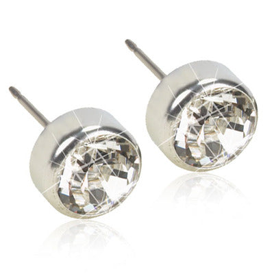Silver Titanium Bezel Crystal Earrings