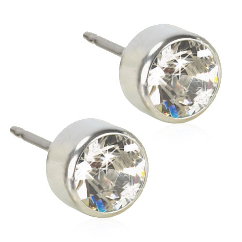Silver Titanium Bezel Crystal Earrings
