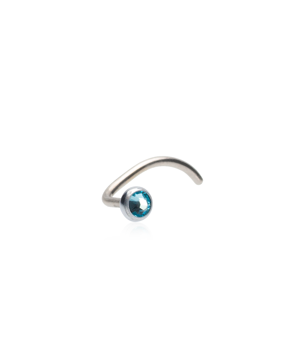 Silver Titanium Bezel Crystal Nose Jewelry