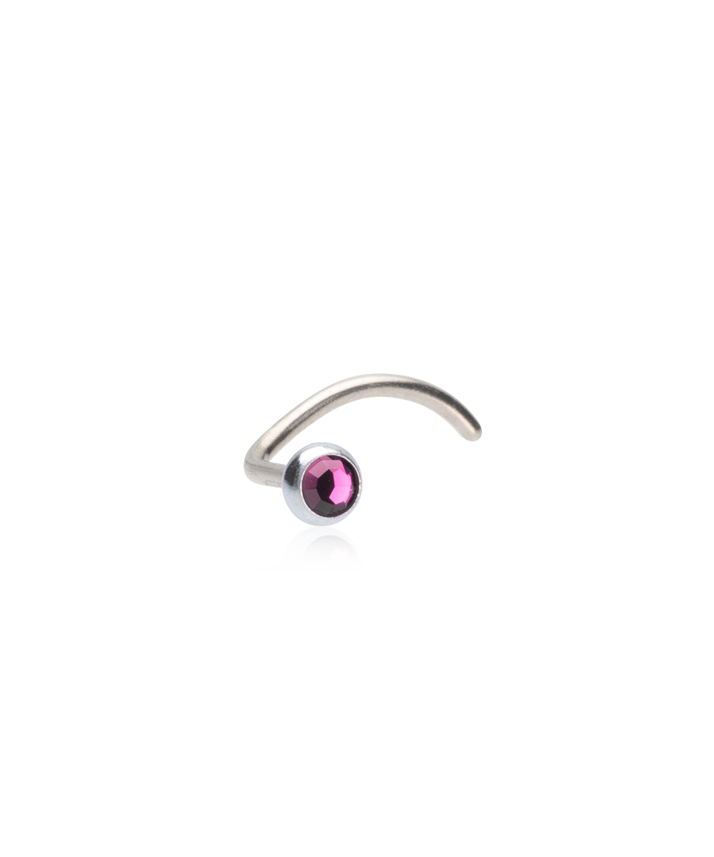 Silver Titanium Bezel Crystal Nose Jewelry