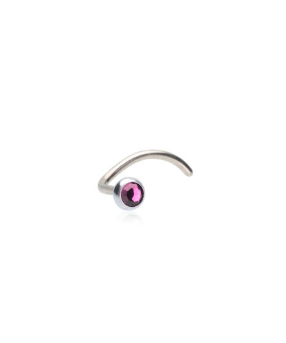 Silver Titanium Bezel Crystal Nose Jewelry