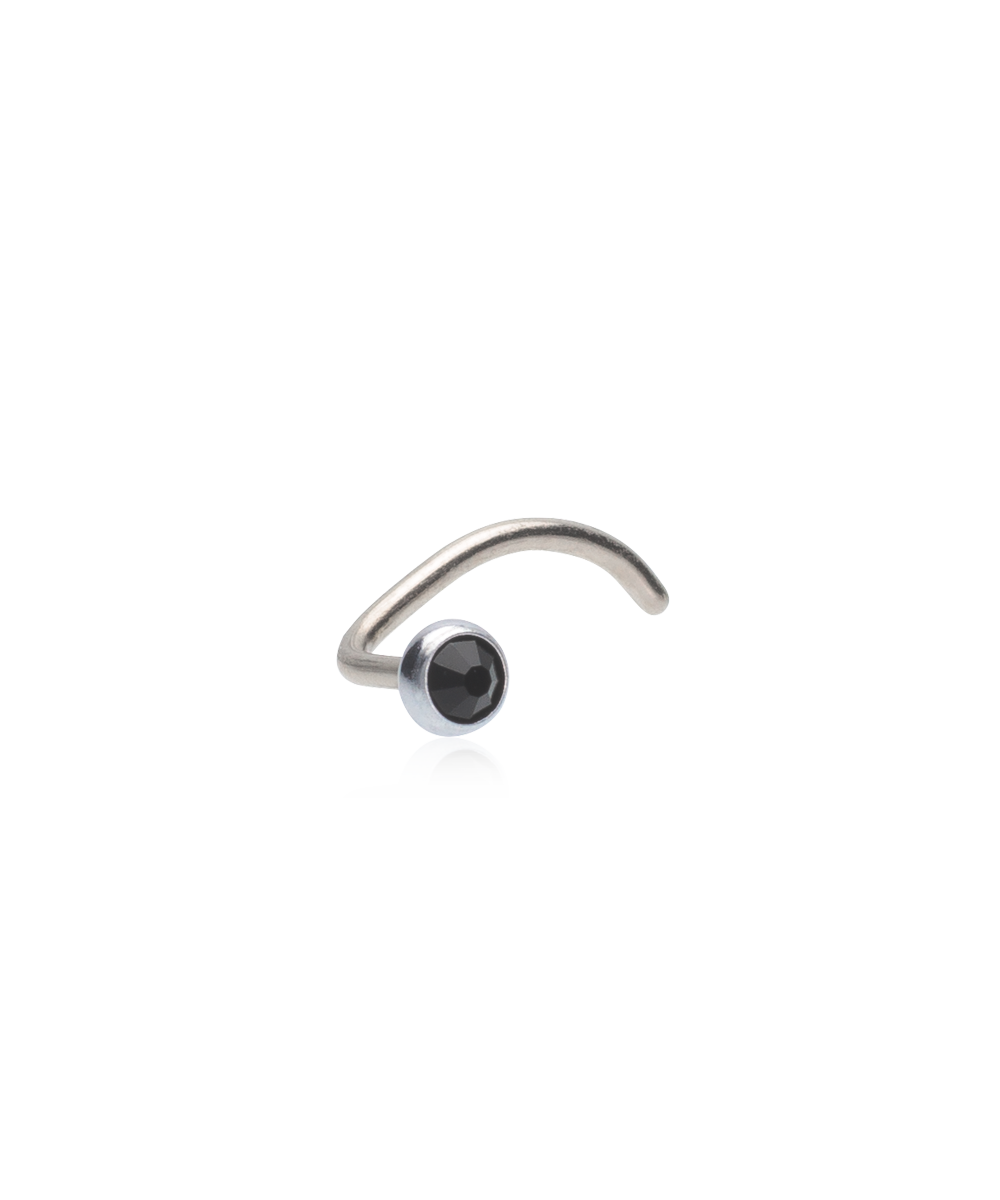 Silver Titanium Bezel Crystal Nose Jewelry