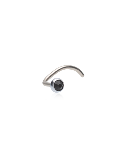 Silver Titanium Bezel Crystal Nose Jewelry