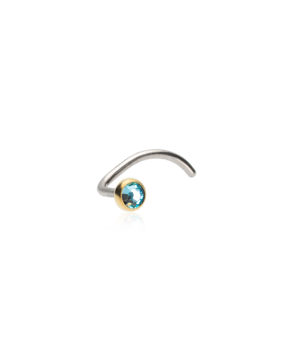 Golden Titanium Bezel Crystal Nose Jewelry