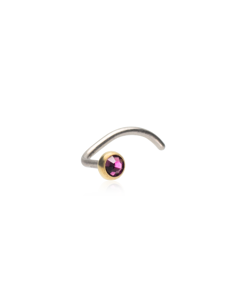 Golden Titanium Bezel Crystal Nose Jewelry
