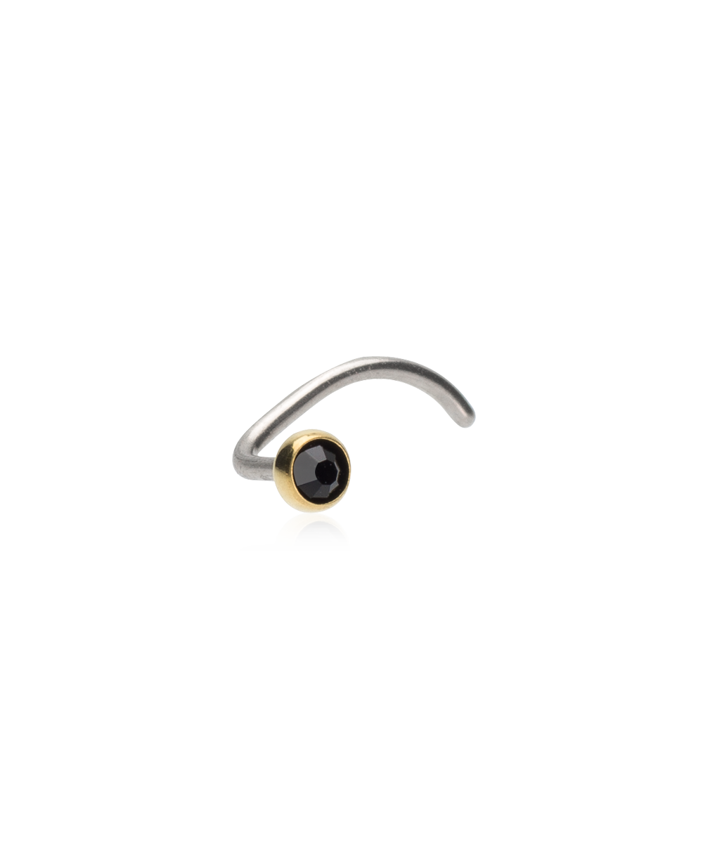 Golden Titanium Bezel Crystal Nose Jewelry
