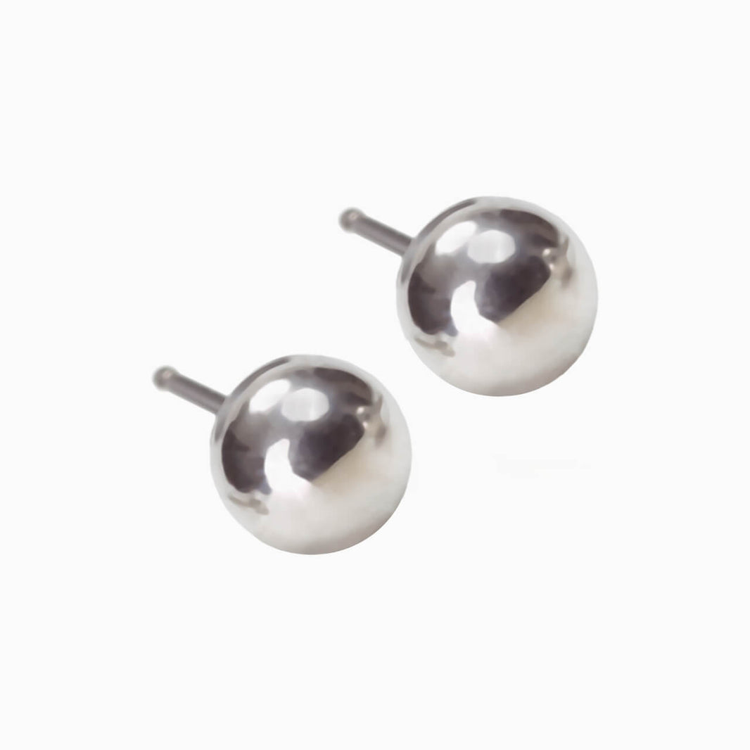 Silver Titanium Ball Earrings