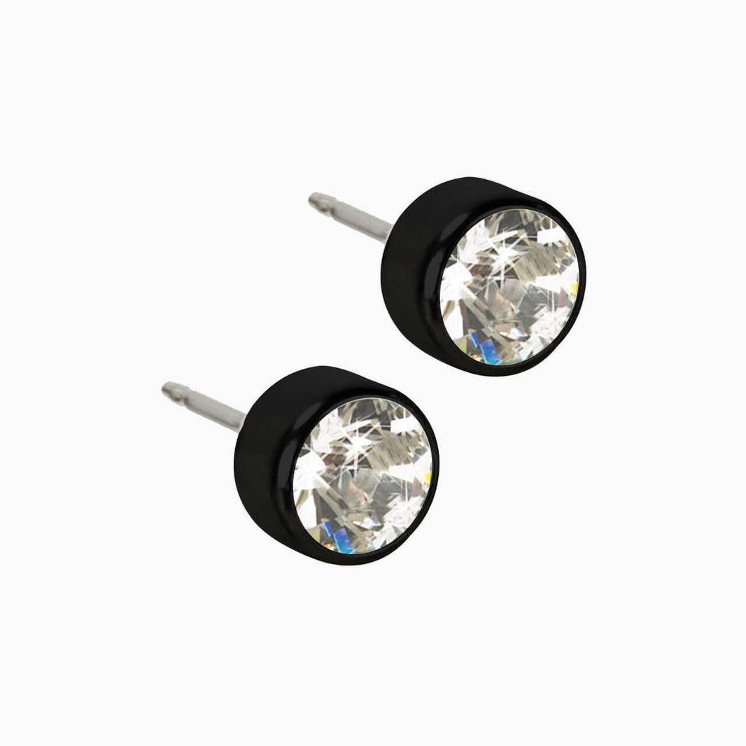 Black Titanium Bezel Crystal Earrings