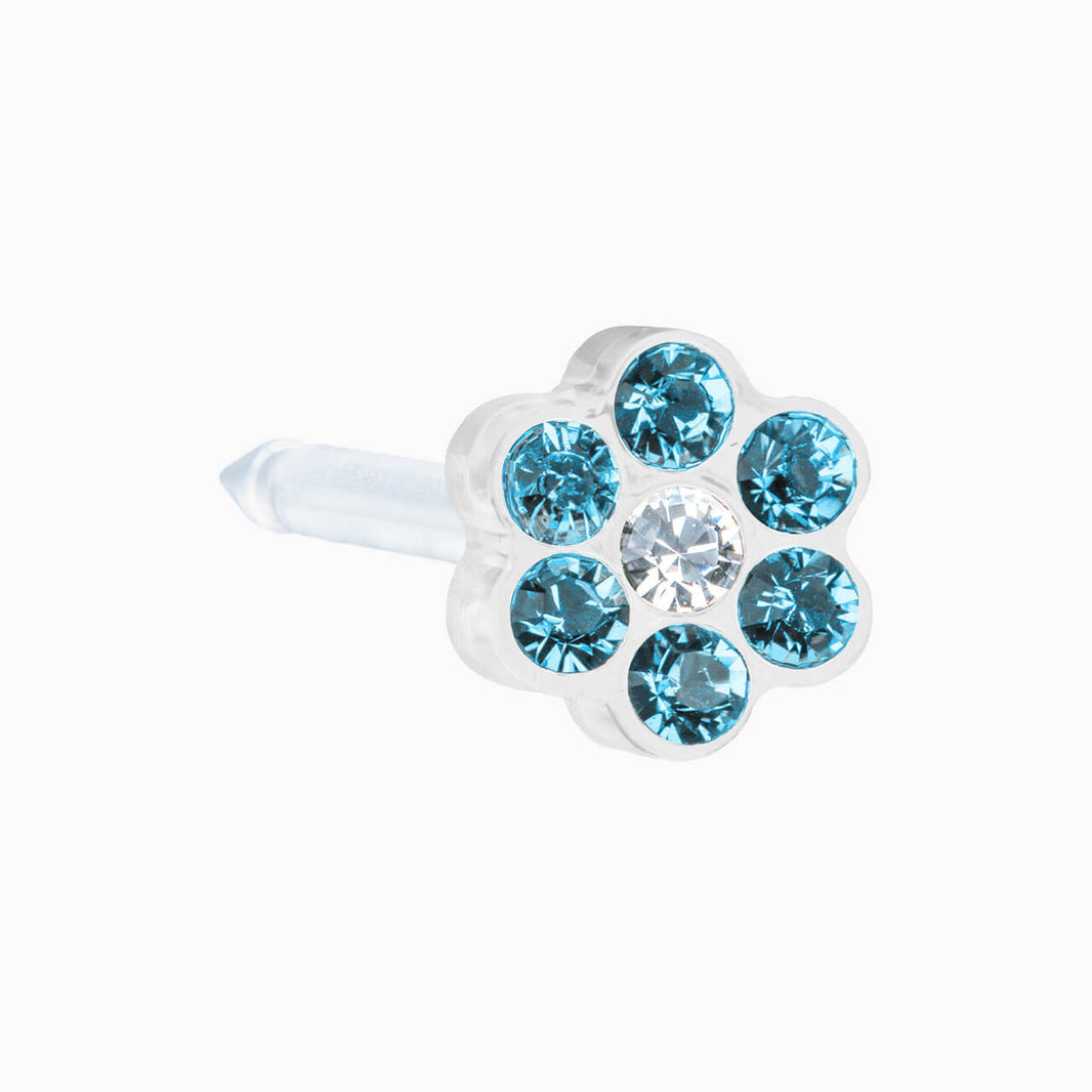 Medical Plastic 5mm Daisy Aquamarine/ Crystal Cassettes