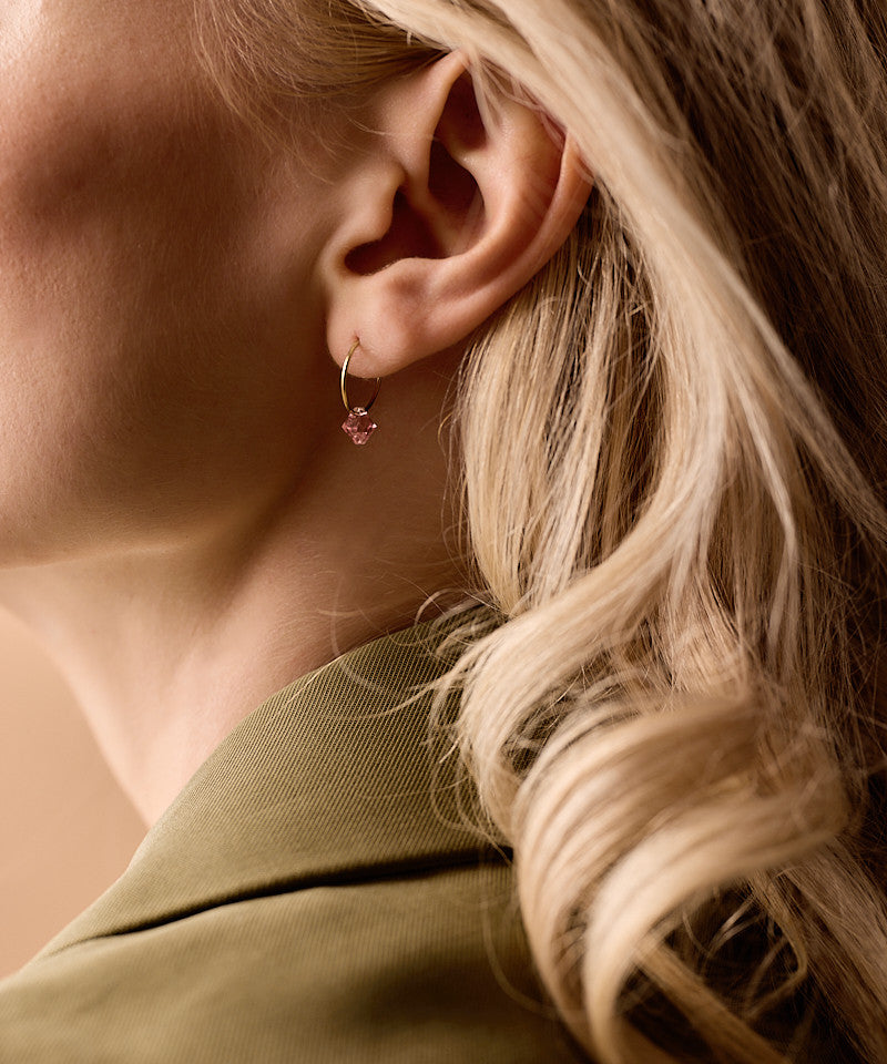 Golden Titanium Bicone Pendant 14mm Ear Rings