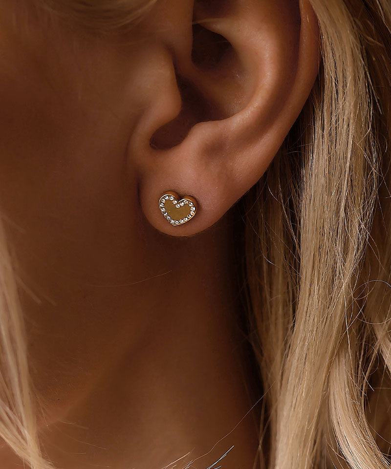 Golden Titanium  8mm Brilliance Sweetheart Crystal Earrings