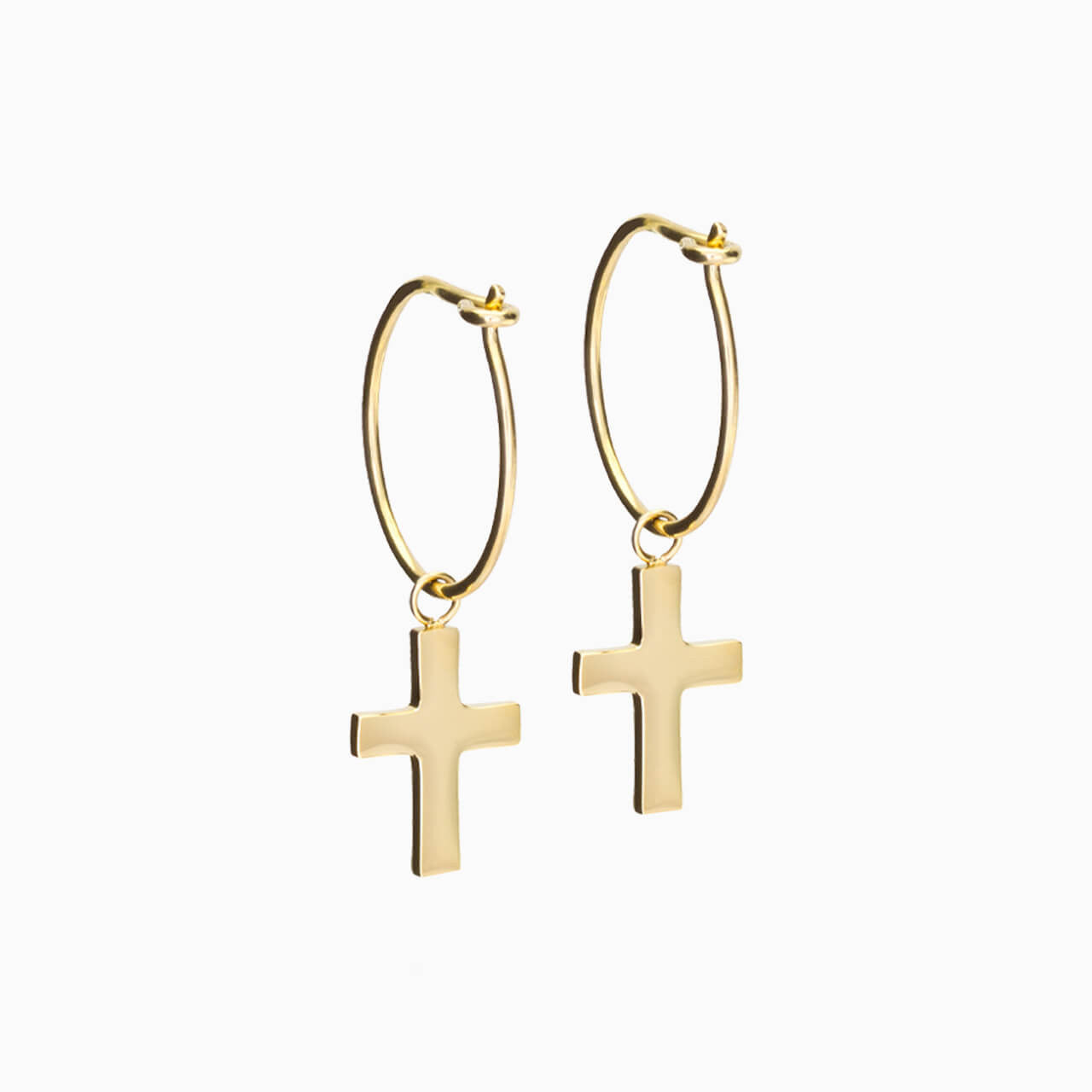 Golden Titanium Cross Pendant Ear Rings