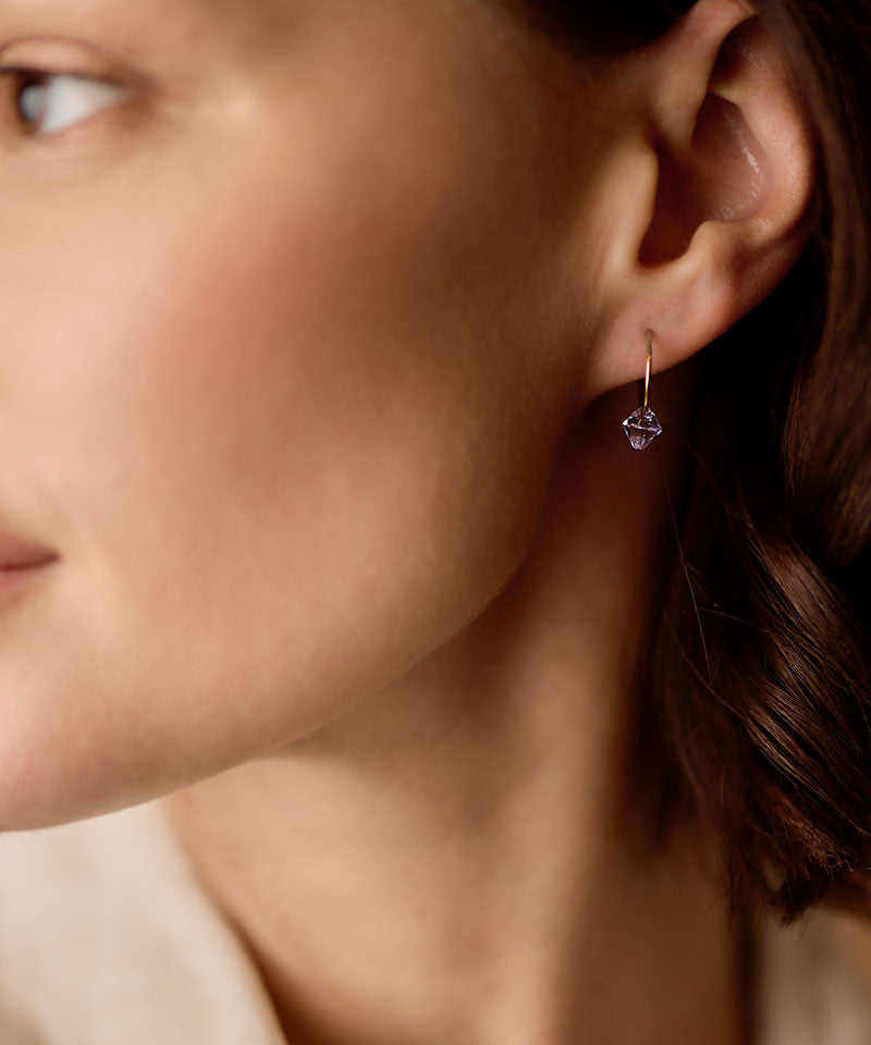 Golden Titanium Bicone Pendant 14mm Ear Rings
